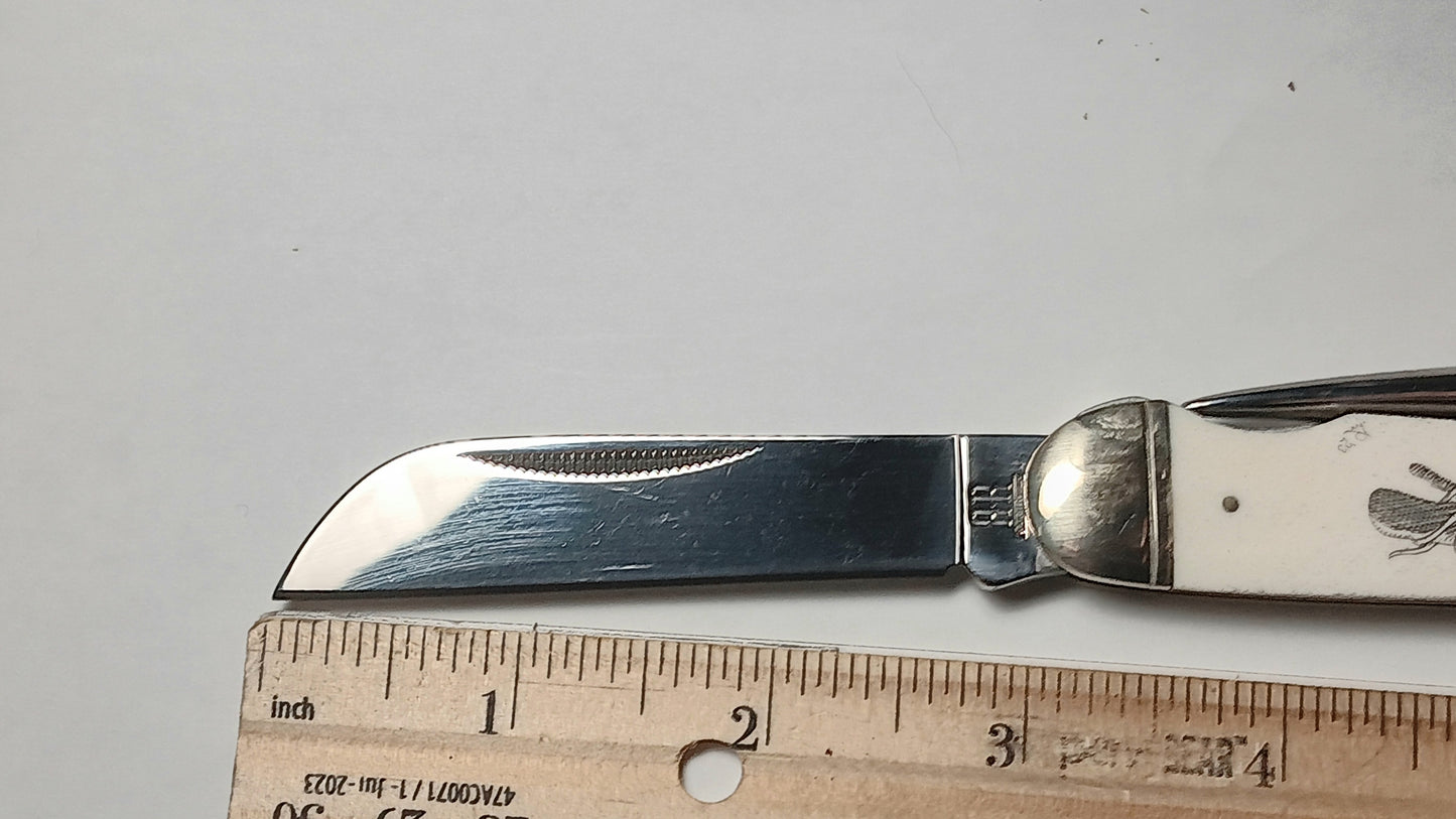 Scrimshawed Marlin Spike "Whale vs Squid"